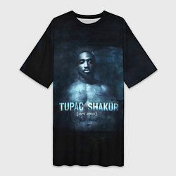 Футболка женская длинная Tupac Shakur 1971-1996, цвет: 3D-принт