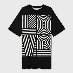 Футболка женская длинная L O V E, цвет: 3D-принт