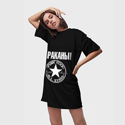 Футболка женская длинная Тараканы: панк-рок, цвет: 3D-принт — фото 2