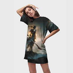 Футболка женская длинная HellBlade, цвет: 3D-принт — фото 2