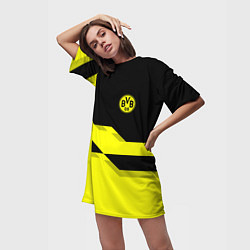 Футболка женская длинная BVB FC: Yellow style, цвет: 3D-принт — фото 2