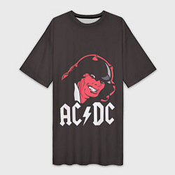 Футболка женская длинная AC/DC Devil, цвет: 3D-принт