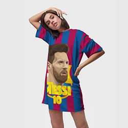 Футболка женская длинная FCB Lionel Messi, цвет: 3D-принт — фото 2