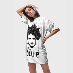 Футболка женская длинная The Cure - portrait Robert Smith, цвет: 3D-принт — фото 2