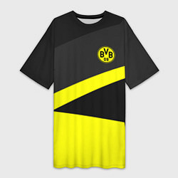 Футболка женская длинная FC Borussia: Sport Geometry, цвет: 3D-принт