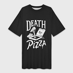 Футболка женская длинная Death By Pizza, цвет: 3D-принт