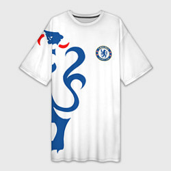 Футболка женская длинная FC Chelsea: White Lion, цвет: 3D-принт