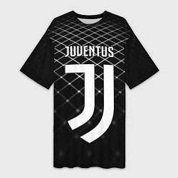 Футболка женская длинная FC Juventus: Black Lines, цвет: 3D-принт