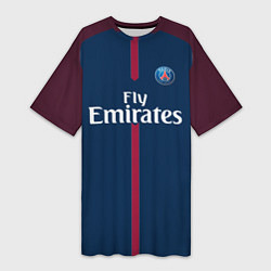 Футболка женская длинная FC PSG: Neymar Home 17/18, цвет: 3D-принт