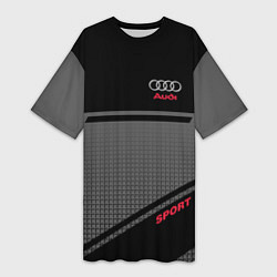 Футболка женская длинная Audi: Crey & Black, цвет: 3D-принт