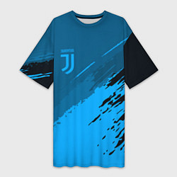 Футболка женская длинная FC Juventus: Blue Original, цвет: 3D-принт