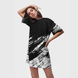 Футболка женская длинная Белый и черный, цвет: 3D-принт — фото 2