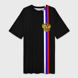 Футболка женская длинная Лента с гербом России, цвет: 3D-принт