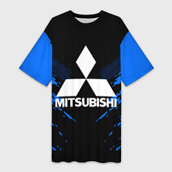 Футболка женская длинная Mitsubishi: Blue Anger, цвет: 3D-принт