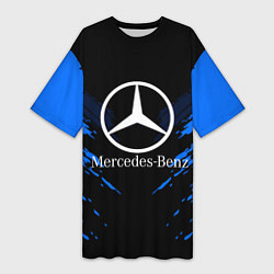 Футболка женская длинная Mercedes-Benz: Blue Anger, цвет: 3D-принт