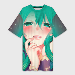 Футболка женская длинная Miku Ahegao, цвет: 3D-принт