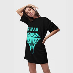 Футболка женская длинная Swag diamond, цвет: 3D-принт — фото 2