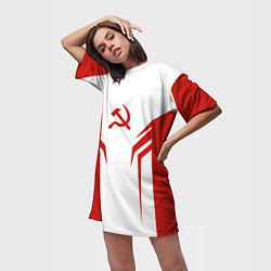 Футболка женская длинная СССР воин, цвет: 3D-принт — фото 2