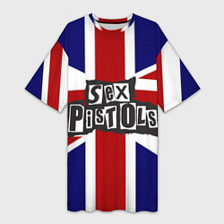 Футболка женская длинная Sex Pistols UK, цвет: 3D-принт