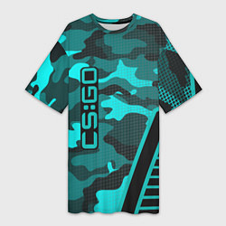 Футболка женская длинная CS:GO Blue Camo, цвет: 3D-принт