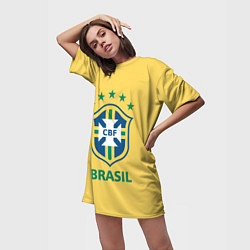 Футболка женская длинная Brazil Team, цвет: 3D-принт — фото 2