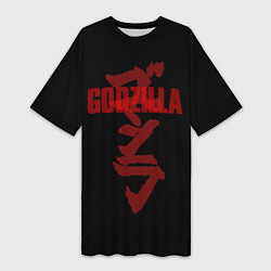 Футболка женская длинная Godzilla: Hieroglyphs, цвет: 3D-принт