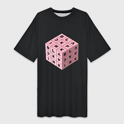Футболка женская длинная Black Pink Cube, цвет: 3D-принт
