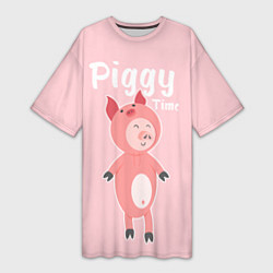 Женская длинная футболка Piggy Time
