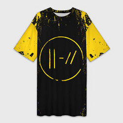 Футболка женская длинная 21 Pilots: Yellow & Black, цвет: 3D-принт