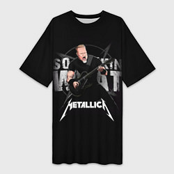 Футболка женская длинная Metallica black, цвет: 3D-принт