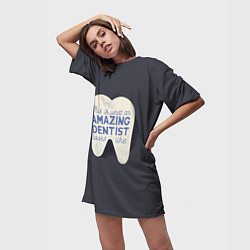 Футболка женская длинная Amazing Dentist, цвет: 3D-принт — фото 2