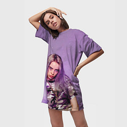 Футболка женская длинная Billie Eilish: Violet Fashion, цвет: 3D-принт — фото 2
