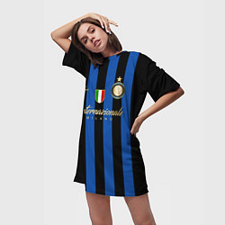 Футболка женская длинная Internazionale Milano, цвет: 3D-принт — фото 2