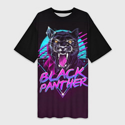 Футболка женская длинная Black Panther 80s, цвет: 3D-принт