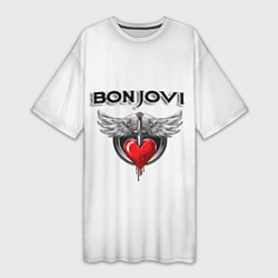 Футболка женская длинная Bon Jovi, цвет: 3D-принт