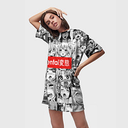 Футболка женская длинная Hentai - collage, цвет: 3D-принт — фото 2