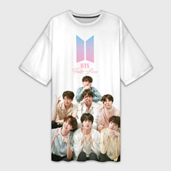 Футболка женская длинная Take love BTS, цвет: 3D-принт