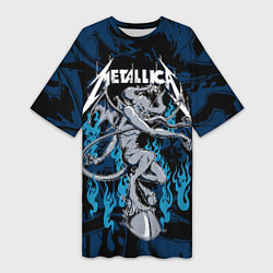Футболка женская длинная Metallica - бес, цвет: 3D-принт