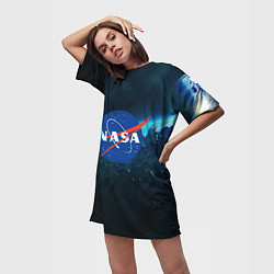 Футболка женская длинная NASA, цвет: 3D-принт — фото 2