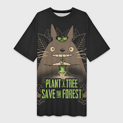 Футболка женская длинная Plant a tree Save the forest, цвет: 3D-принт