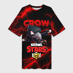 Футболка женская длинная BRAWL STARS CROW, цвет: 3D-принт