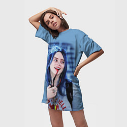 Футболка женская длинная BILLIE EILISH, цвет: 3D-принт — фото 2