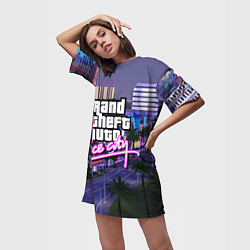 Футболка женская длинная Grand Theft Auto Vice City, цвет: 3D-принт — фото 2