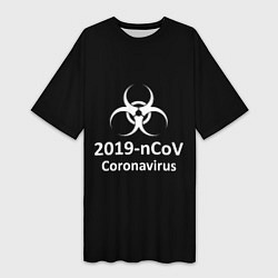 Футболка женская длинная NCoV-2019: Coronavirus, цвет: 3D-принт
