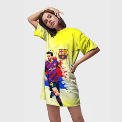 Футболка женская длинная Месси, цвет: 3D-принт — фото 2