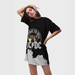 Футболка женская длинная ACDC, цвет: 3D-принт — фото 2