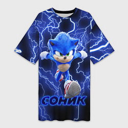 Футболка женская длинная SONIC, цвет: 3D-принт