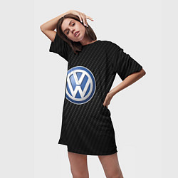 Футболка женская длинная Volkswagen Logo, цвет: 3D-принт — фото 2