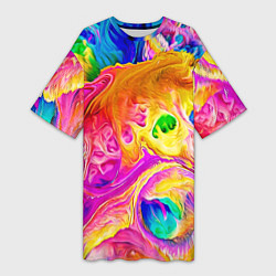 Футболка женская длинная TIE DYE, цвет: 3D-принт