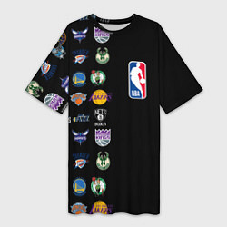 Футболка женская длинная NBA Team Logos 2, цвет: 3D-принт